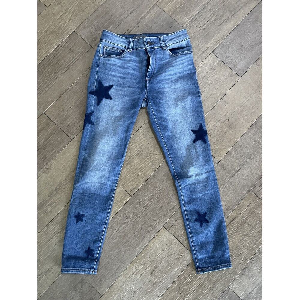 NWT DL1961 Florence Cropped Jean 27 Instasculpt Skinny light denim, dark stars